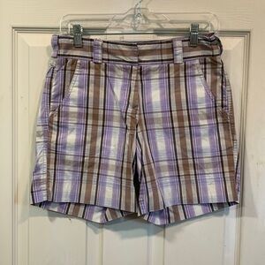 Lija Premium Golf and Sport Purple Plaid Blend Performance 7” Shorts, size 2